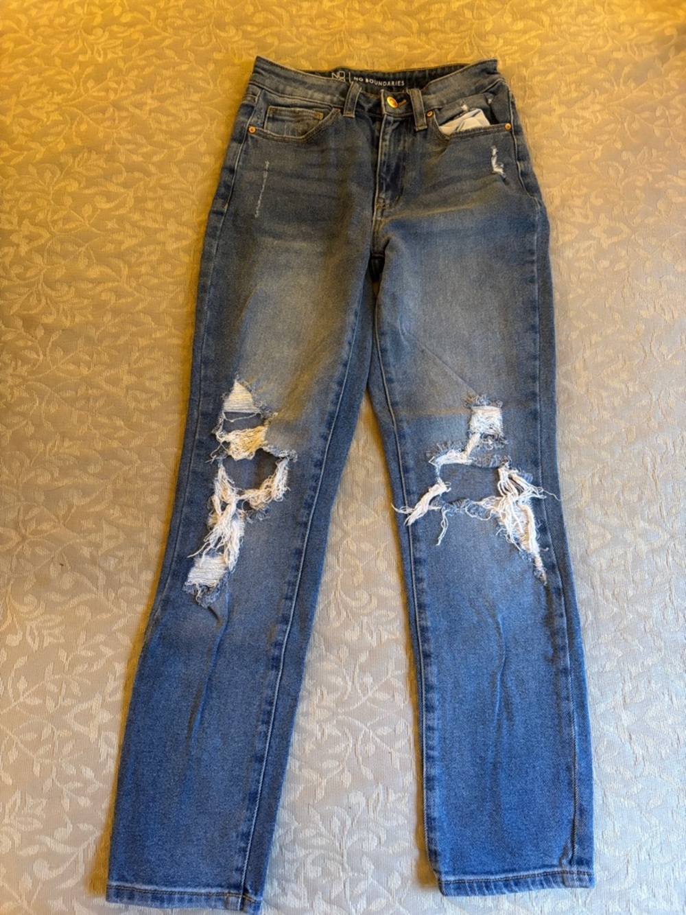 Women’s Distressed Blue Jeans - Slim Straight